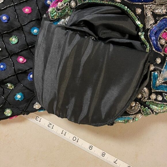 Vintage Sweelo Sequined Party Cocktail Black Pink Top Small - Picture 14 of 14